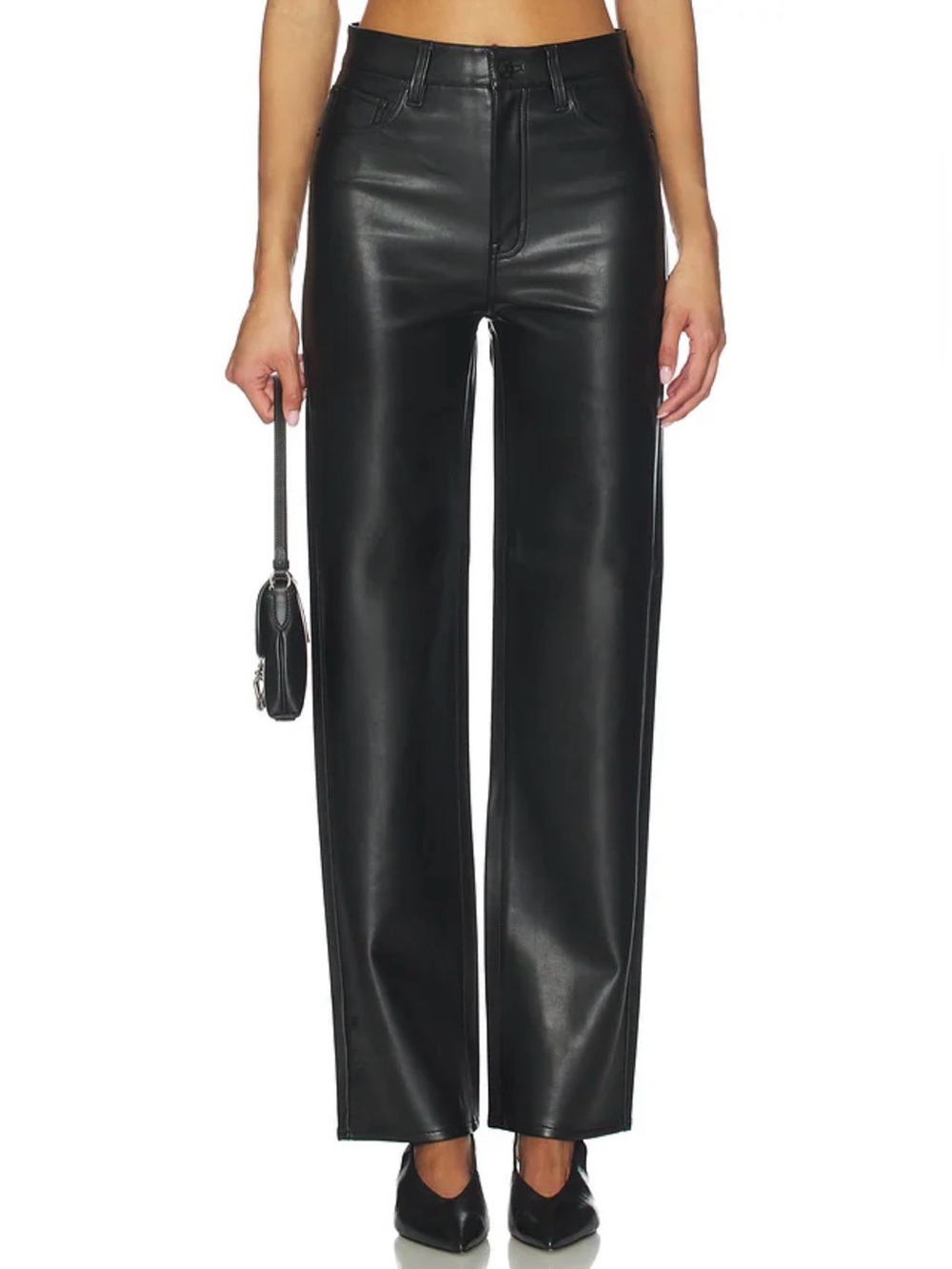 Pistola Cassie Super High Rise Straight Pant Vegan Faux Leather Onyx Black Sz 27